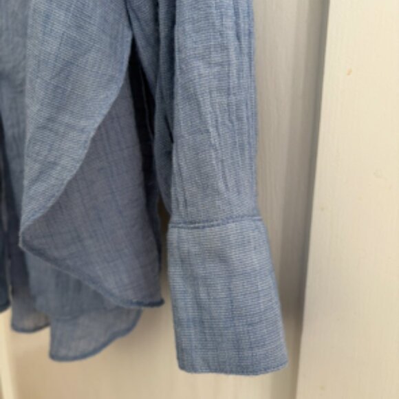 Free People Button Down Light Blue Shirt Size M - Picture 3 of 5
